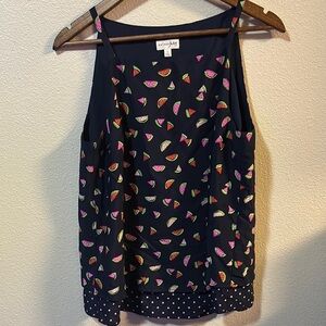 Maison Jules Navy Watermelon Print Tank Top